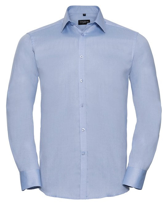 Long sleeve herringbone shirt 14.5 / Light Blue