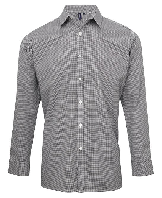 Microcheck (Gingham) long sleeve cotton shirt XS / Black/White