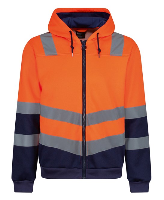 Pro hi-vis full zip hoodie S / Orange/Navy