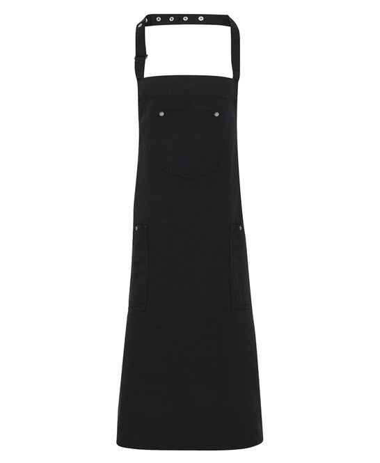 Chino cotton bib apron One Size / Black