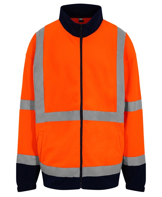 High visibility full-zip fleece S / HV Orange/Navy