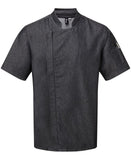 Chef's zip-close short sleeve jacket XS / Black Denim