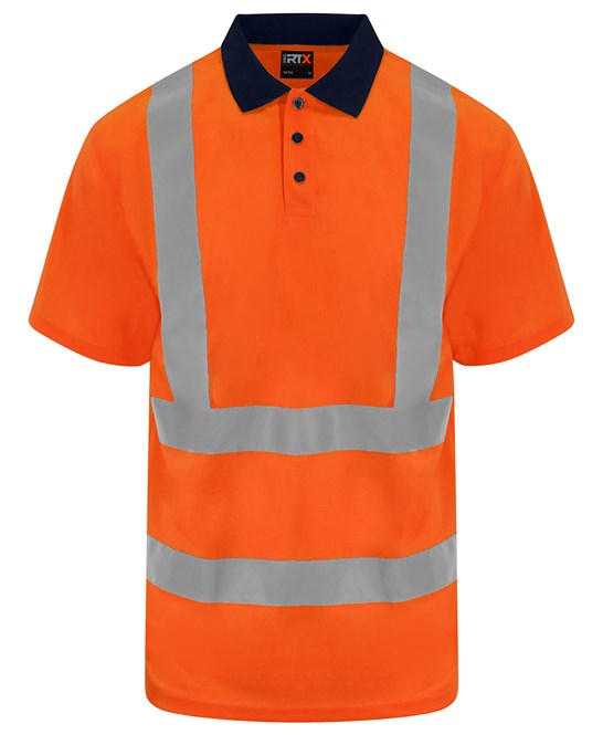 High visibility polo S / HV Orange/Navy