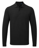 ‘Essential’ unisex long sleeve workwear polo shirt S / Black / Customisable - No