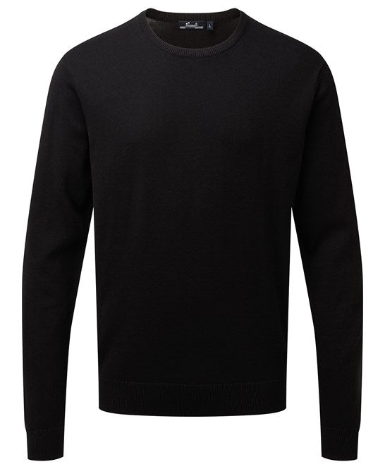 Crew neck cotton-rich knitted sweater 2XS / Black