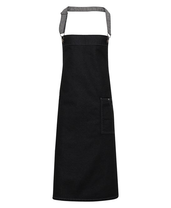 District waxed-look denim bib apron One Size / Black Denim