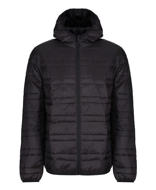 Hooded firedown packaway baffle jacket S / Black (Black)