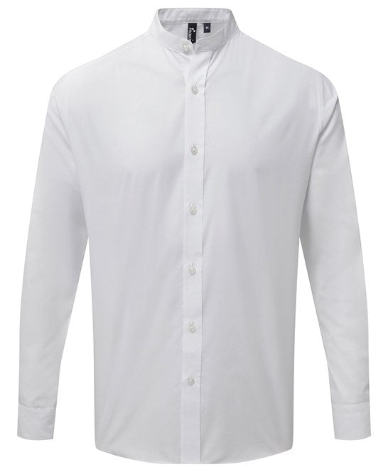 Banded collar grandad long sleeve shirt XS. / White