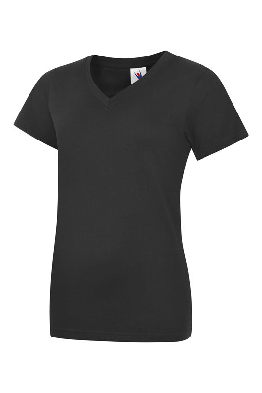 180GSM Ladies Classic V Neck T Shirt S / Black