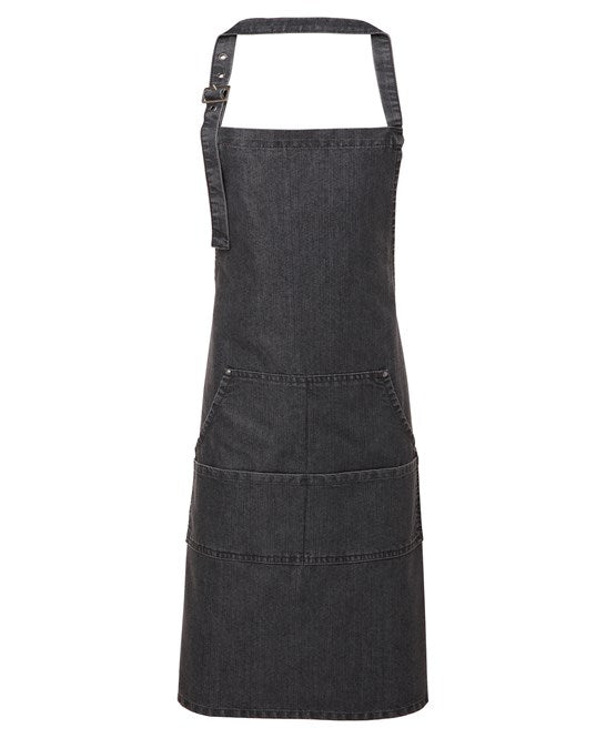 Jeans stitch bib apron One Size / Black Denim