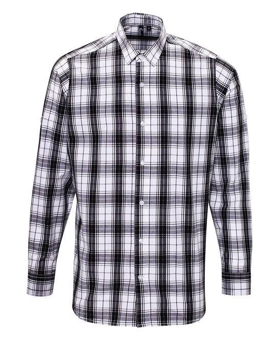 Ginmill check cotton long sleeve shirt S / Black/White