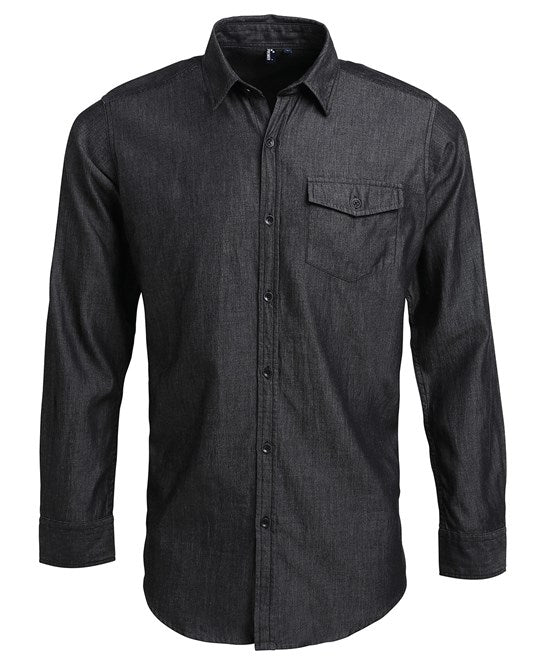 Jeans stitch denim shirt XS / Black Denim