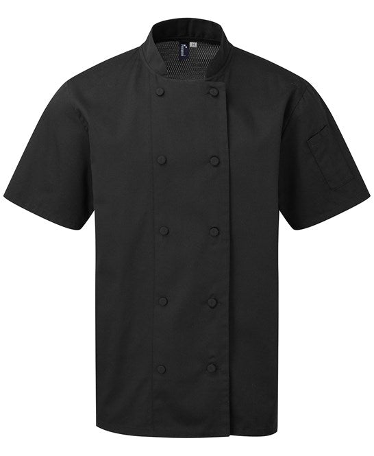 Chefs coolchecker short sleeve jacket XS / Black