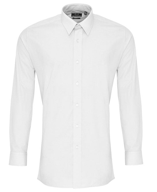 Poplin fitted long sleeve shirt 14.5 / White