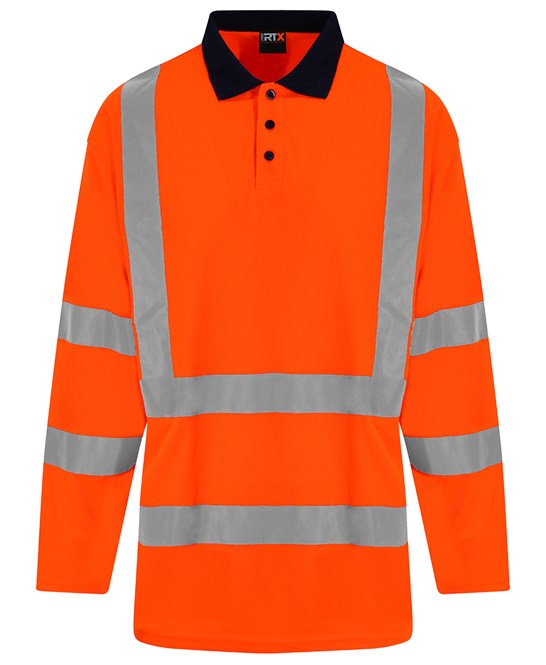 High visibility long sleeve polo S / HV Orange/Navy