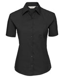 Women's short sleeve pure cotton easycare poplin shirt XS / Black