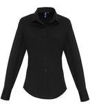 Women's stretch fit cotton poplin long sleeve blouse XS / Black