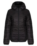 Women's hooded firedown packaway baffle jacket 10 / Black (Black)
