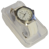 White Leather Strap Watch Plastic Case