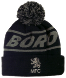 Grey on Black Italic Bobble Hat