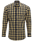 Mulligan check cotton long sleeve shirt S / Camel/Navy