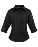 Women's ¾ sleeve poplin blouse 6 / Black