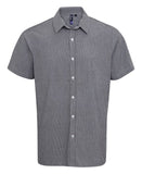 Microcheck (Gingham) short sleeve cotton shirt XS / Black/White