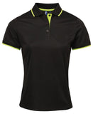 Women's contrast Coolchecker® polo XS. / Black/Lime