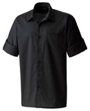 Roll sleeve poplin shirt S / Black*