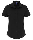 Women's stretch fit cotton poplin short sleeve blouse XS / Black