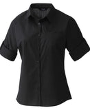 Women's roll sleeve poplin blouse XS / Black