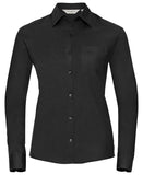 Women's long sleeve 100% cotton poplin shirt XS / Black