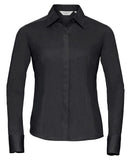 Women's long sleeve polycotton easycare fitted poplin shirt XS / Black