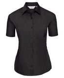 Women's short sleeve polycotton easycare poplin shirt XS / Black