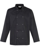 Studded front long sleeve chef's jacket XS / Black