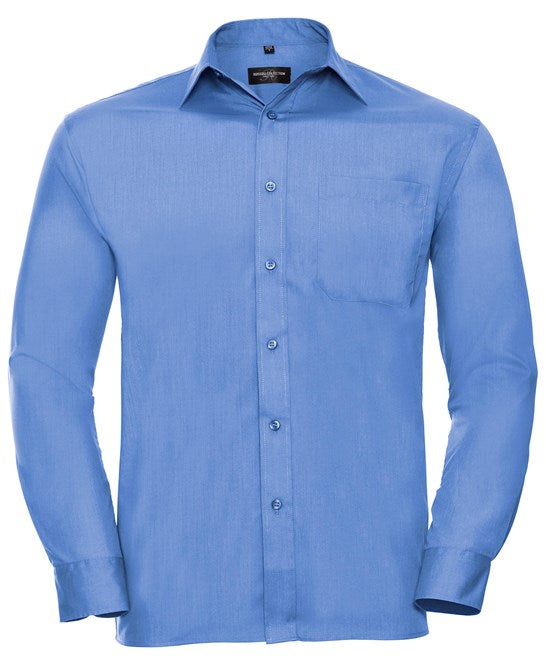 Long sleeve polycotton easycare poplin shirt