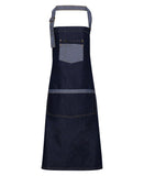 Domain contrast denim bib apron