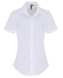 Women's stretch fit cotton poplin short sleeve blouse