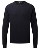 Crew neck cotton-rich knitted sweater